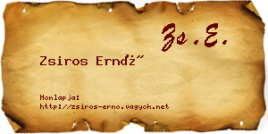 Zsiros Ernő névjegykártya